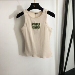 Miu Miu White Crop Top with Logo